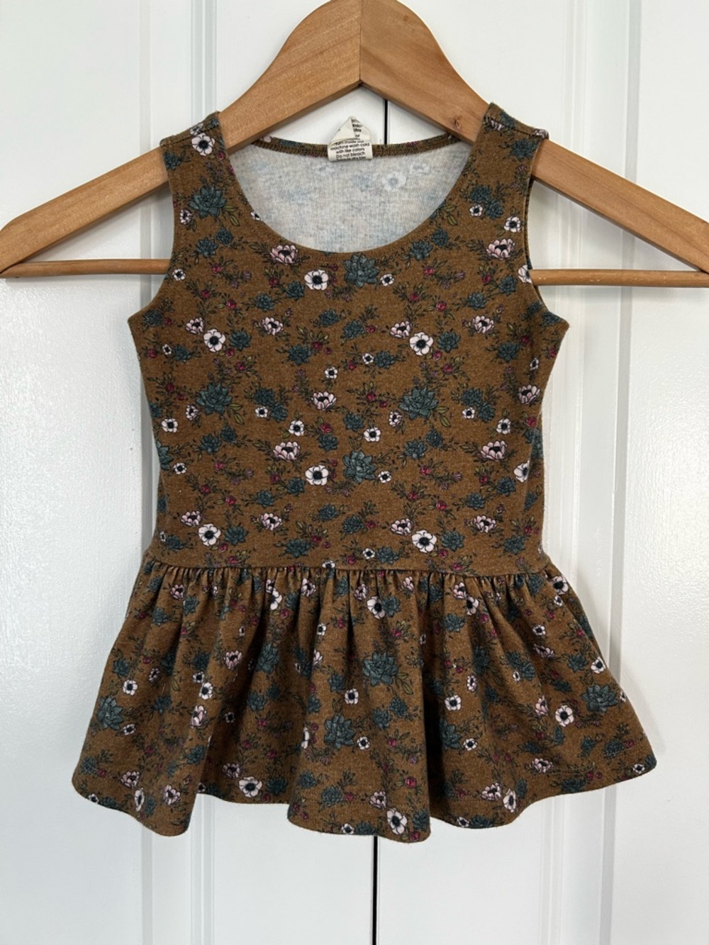 Lulu + Roo brown floral peplum top size 4T made in USA